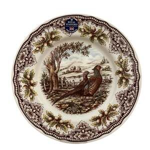 Royal Stafford Thanksgiving Pheasant Porcelain Dinner Plate 11in Set of 4 NEW